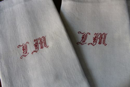 Six Antique French Rustic Linen Napkins