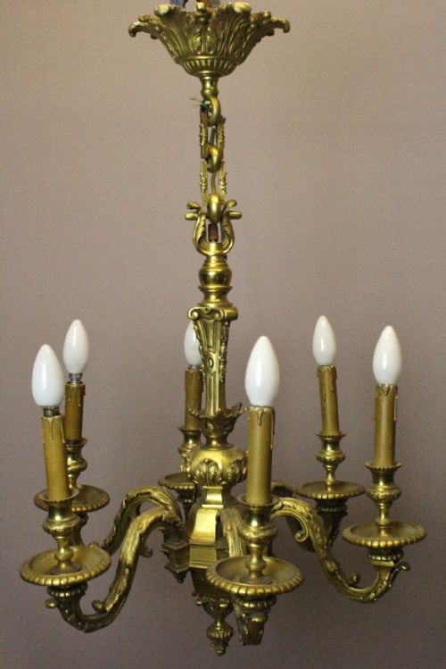 Gilt Bronze Chandelier in Louis Xvi Style