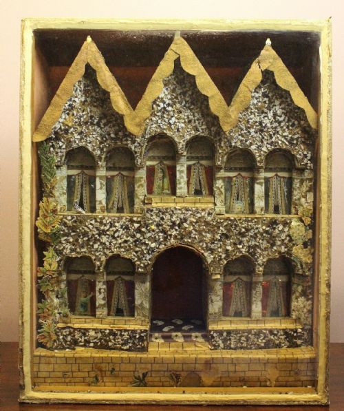 Naive Victorian Folk Art Diorama of a House