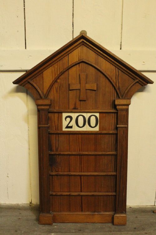 Victorian Gothic Pitch Pine Ecclesiastical Hymn Board