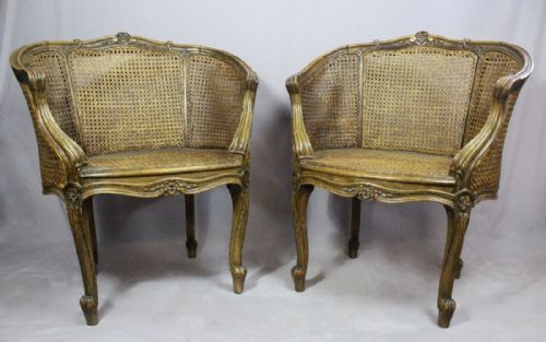 Pair of Louis Xv Style Bergere Tub Chairs