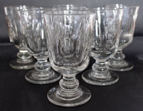 Six Victorian Cut Glass Pub Drinking Glasses