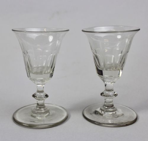 Pair of Antique Cut Glass Port or Sherry Glasses