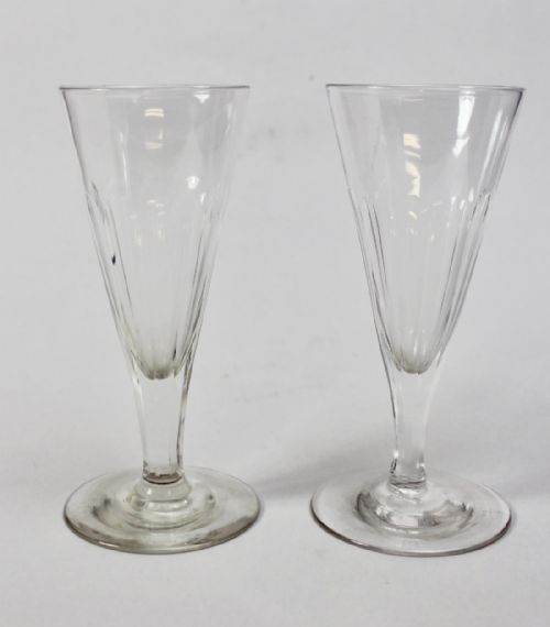 Pair of Antique Cut Glass Champagne Flutes