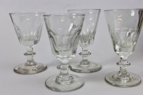 Four Antique Cut Glass Port or Sherry Glasses
