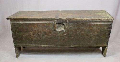 Rustic Oak 17th Century  Six Plank Coffer