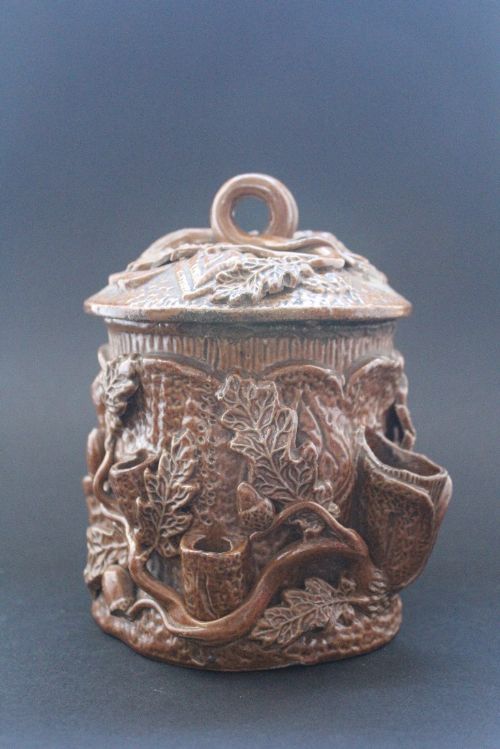 Antique French Salt Glazed Tobacco Jar and Cover