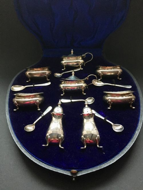 Cased Silver Condiment Set, Chester 1912