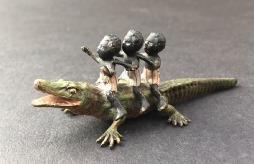 Austrian Cold Painted Bronze of Three Black Boys & Crocodile Manner of Bergman