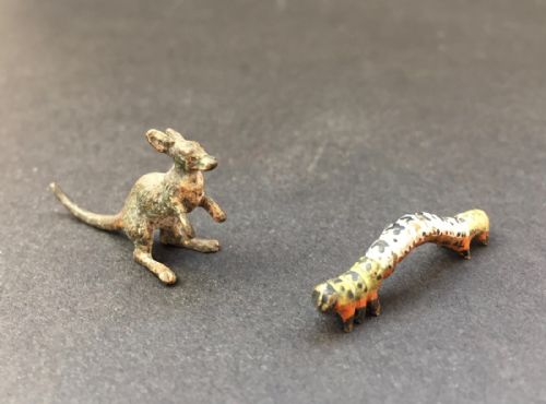 Miniature Austrian Cold Painted Bronze Kangaroo & Caterpillar Bergman