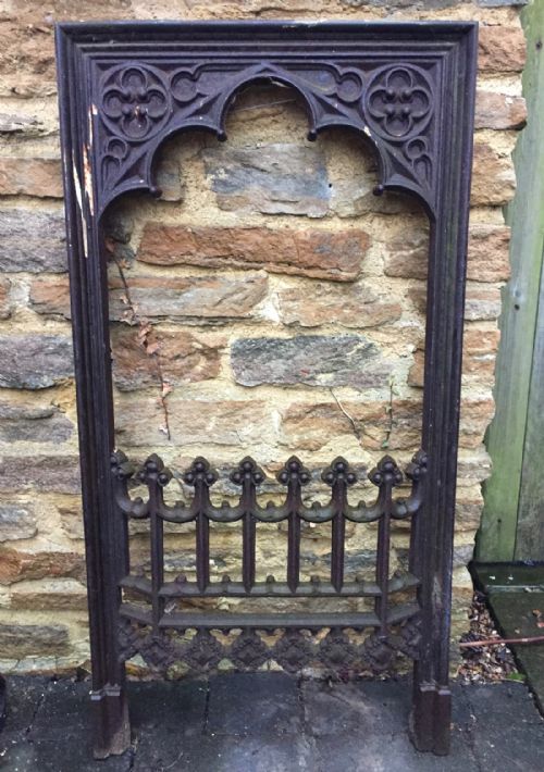 Victorian Cast Iron Gothic Firegrate Front