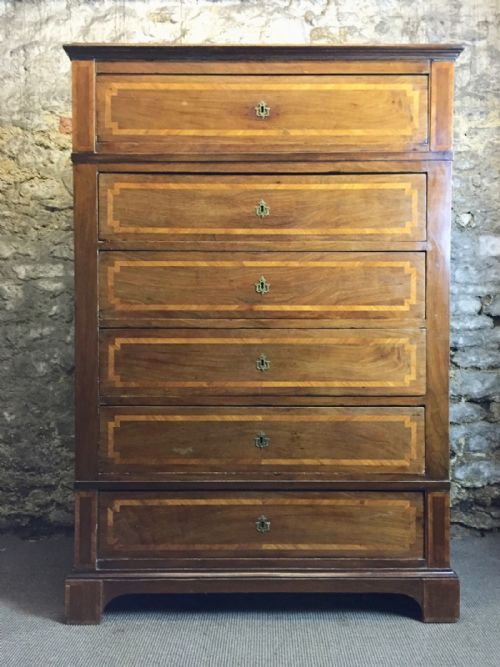 Italian 19th Century Neo-classical Walnut Parquetry Commode