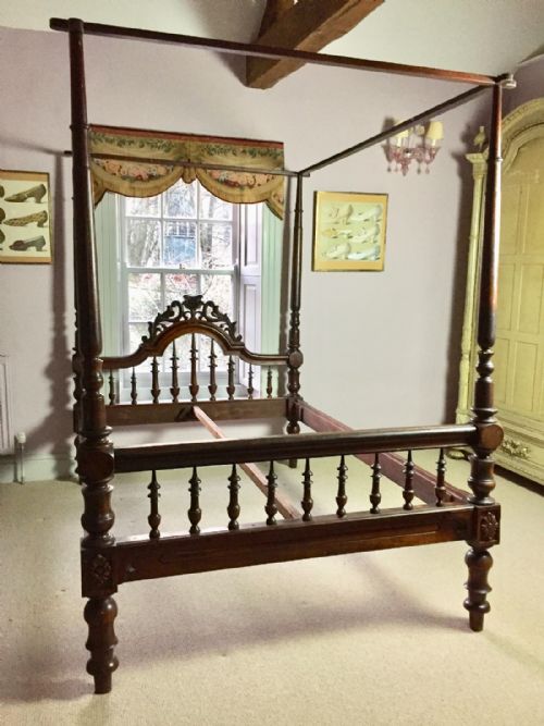 fig 1. Portuguese Colonial Teak Four Poster Double Bed
