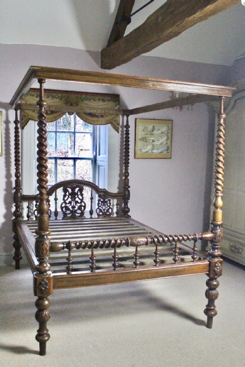 fig 1. Portuguese Colonial Teak Four Poster Bed