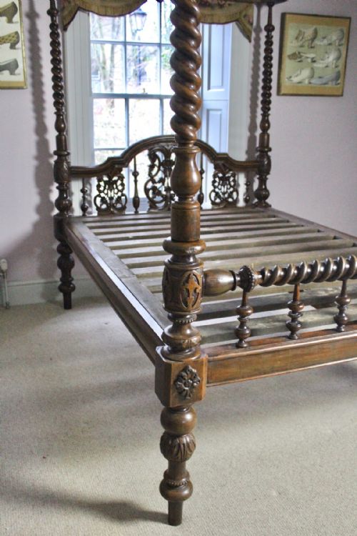 fig 2. Portuguese Colonial Teak Four Poster Bed
