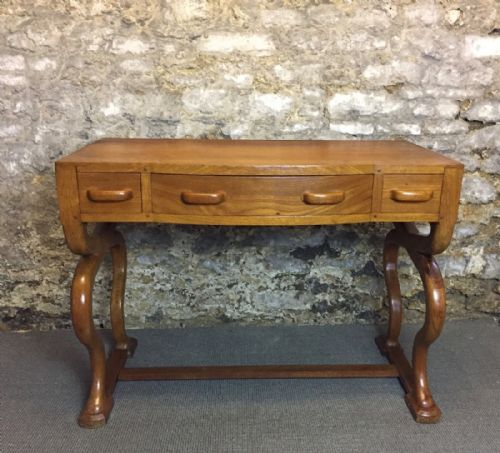 An Art Deco Oak Desk or Console Table