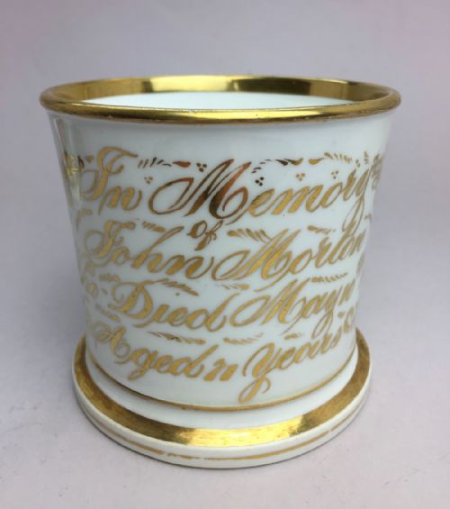 Victorian Staffordshire Porcelain 'In Memoriam' Mug Dated 1844