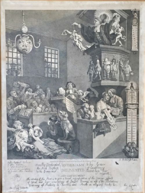 fig 1. After William Hogarth 'Enthusiasm Delineated' Engraving, Issac Mills 1795