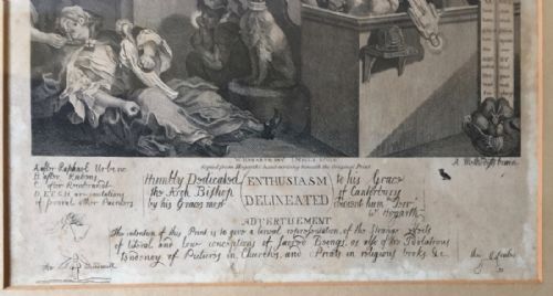 fig 2. After William Hogarth 'Enthusiasm Delineated' Engraving, Issac Mills 1795