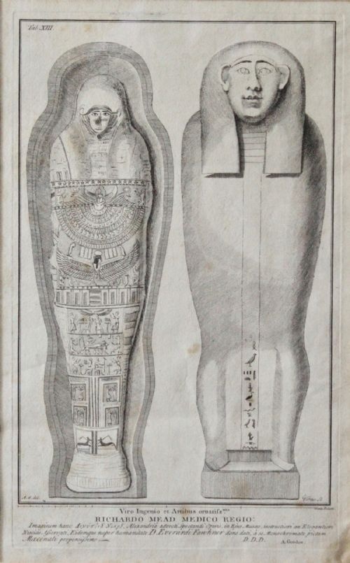 George Vertue After Alexander Gordon - A Rare Engraving of an Egyptian Mummy from the Collection of Richard Mead 1737