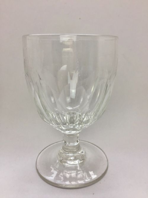 Antique 19th Century Panel Cut Glass Rummer / Wine Glass