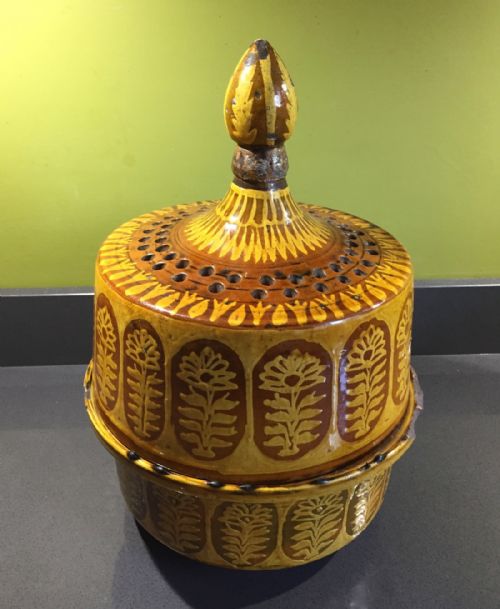 Unusual Antique Slipware Dish & Cover, Possibly Barnstaple