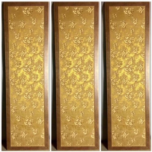 Three Framed Panels of Antique French Hand-blocked Wallpaper