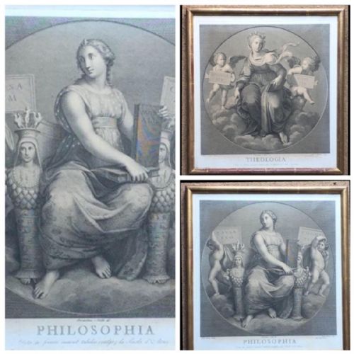 18th Century Engravings Philosophia & Theologia After Raphael