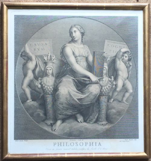 fig 1. 18th Century Engravings Philosophia & Theologia after Raphael