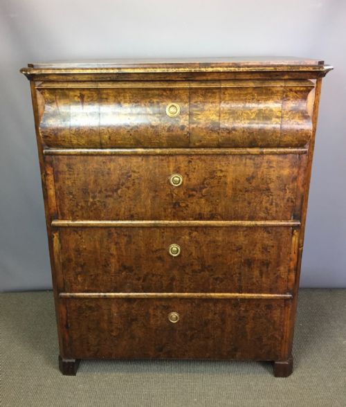 Swedish Walnut & Faux Bois Tall Chest of Drawers