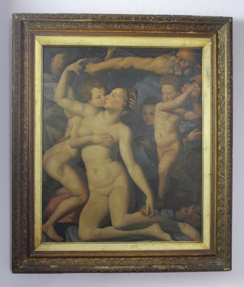 After Bronzino, an Allegory with Venus and Cupid, Oil on Canvas