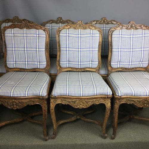 Set of Six Antique French Foliate Carved Dining Chairs in Louis Xv Style