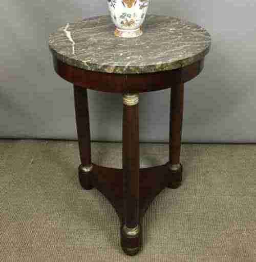 French Empire Marble Top Mahogany Gueridon