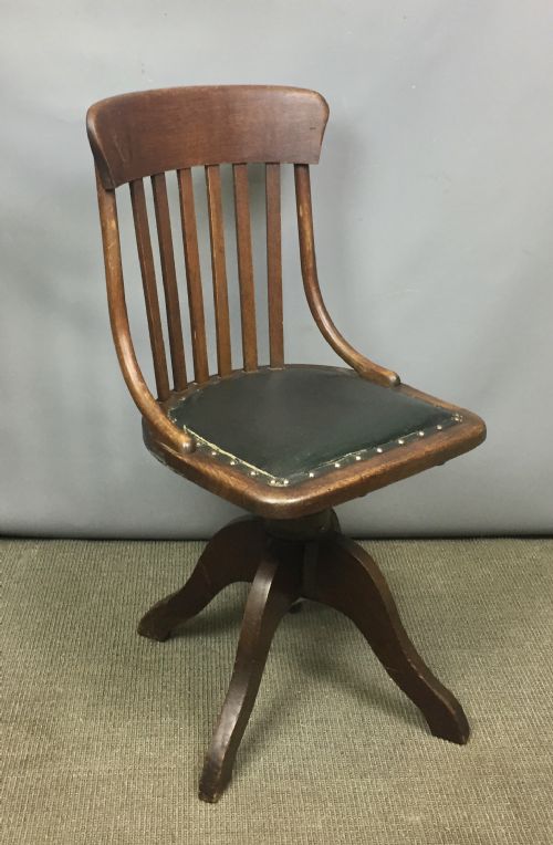 Edwardian Oak Swivel Office Desk Chair by Hillcrest