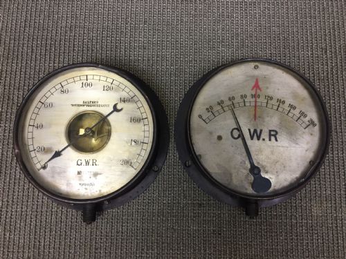 Two Great Western Railway Gwr Locomotive Pressure Gauges Circa 1910