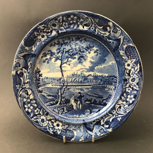 Stubbs Blue & White Pearlware Fair Mount, Nr Philadelphia Plate
