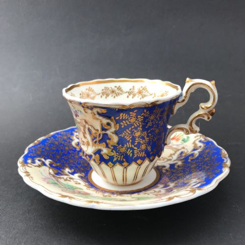 fig 1. Copeland & Garrett Felspar Porcelain Hand Painted Cup & Saucer circa 1840