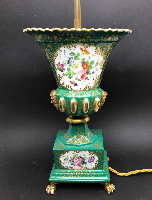 French Paris Porcelain Hand Painted Vase Lamp