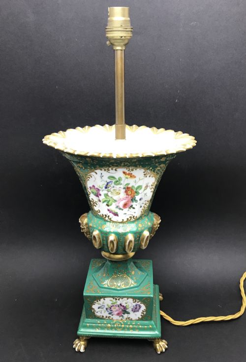 fig 1. French Paris Porcelain Hand Painted Vase Lamp