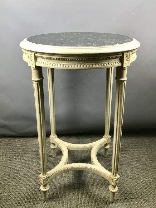 A French Marble Topped Painted Gueridon Side Table
