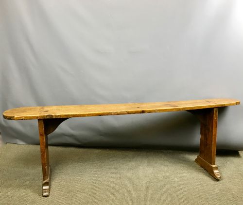 Antique French Elm Plank Top Bench