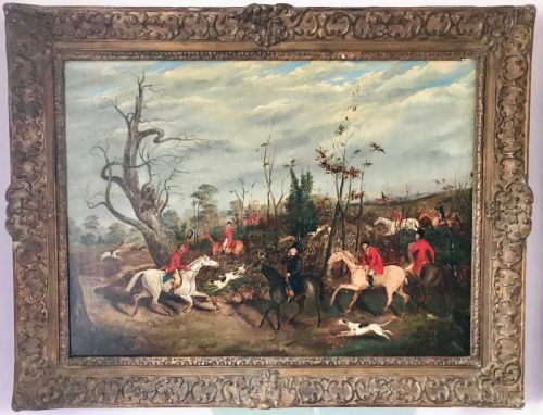 fig 1. Dean Wolstenholme Jnr., Breaking Cover, Hunting Scene, Oil on Canvas