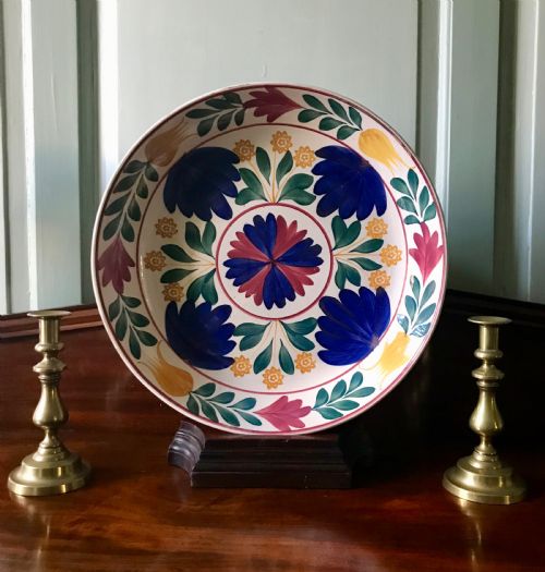 Large Continental Spongeware Charger / Shallow Bowl