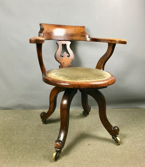 Victorian Oak Swivel Office / Desk Chair