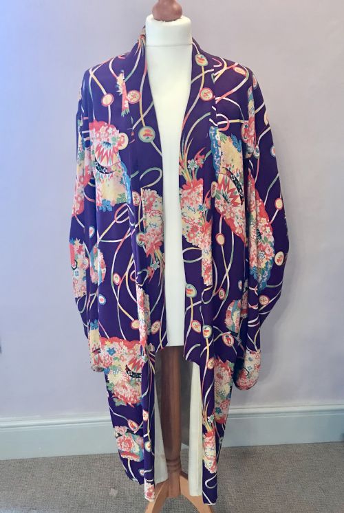 fig 1. Antique Japanese Purple Silk Kimono / Furisode