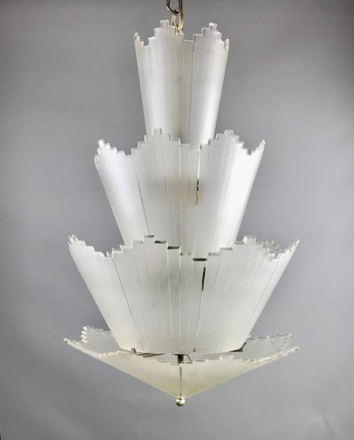 Art Deco Frosted & Cut Glass Cascade Hanging Light