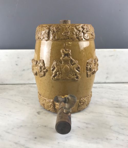 Antique Stoneware Barrel with Royal Coat of Arms Doulton Type