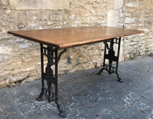 Antique Mahogany & Cast Iron Draper's Table