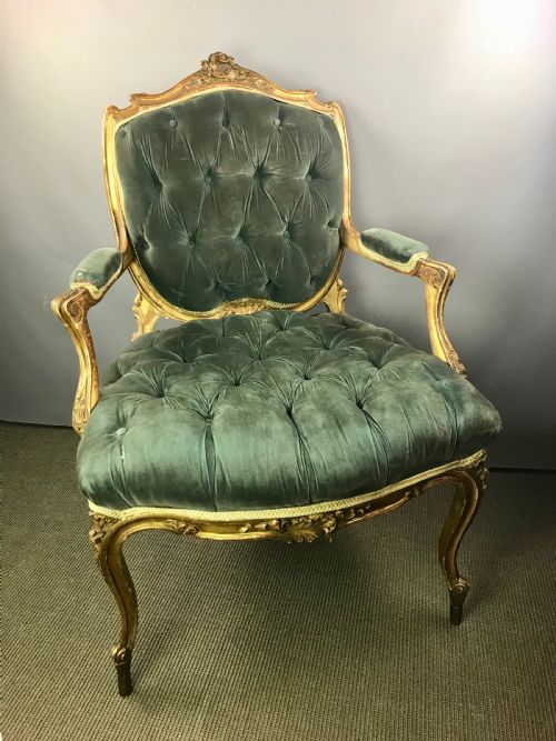 Antique French Giltwood Fauteuil / Armchair in Louis Xvi Style