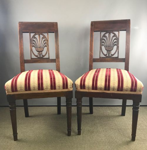 Pair of Italian Biedermeir Walnut Side Chairs